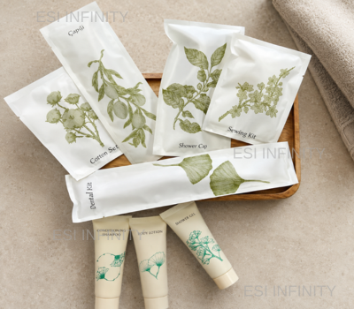 Stone paper hotel amenity sachets