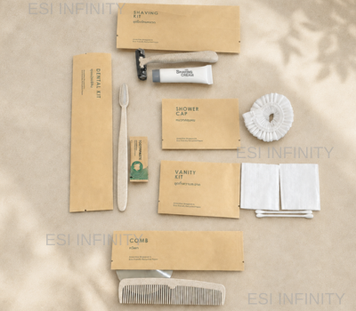 Kraft hotel amenity sachets and pouches